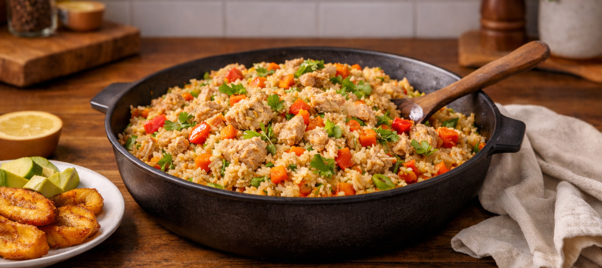 Arroz con atún y verduras
