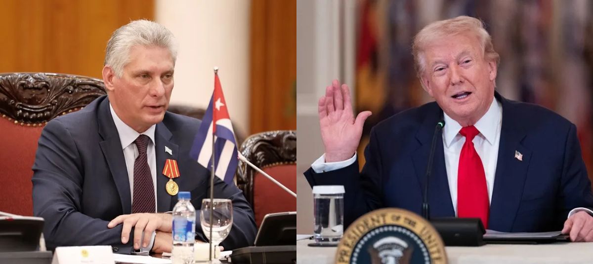 Miguel Díaz-Canel, líder del régimen cubano, y Donald Trump, presidente de Estados Unidos.
