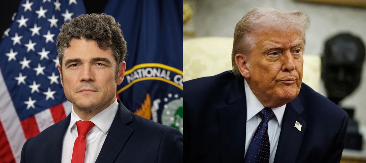 Joseph Kent, saliente jefe del Centro Nacional de Contraterrorismo de EE. UU.; y el presidente Donald Trump.