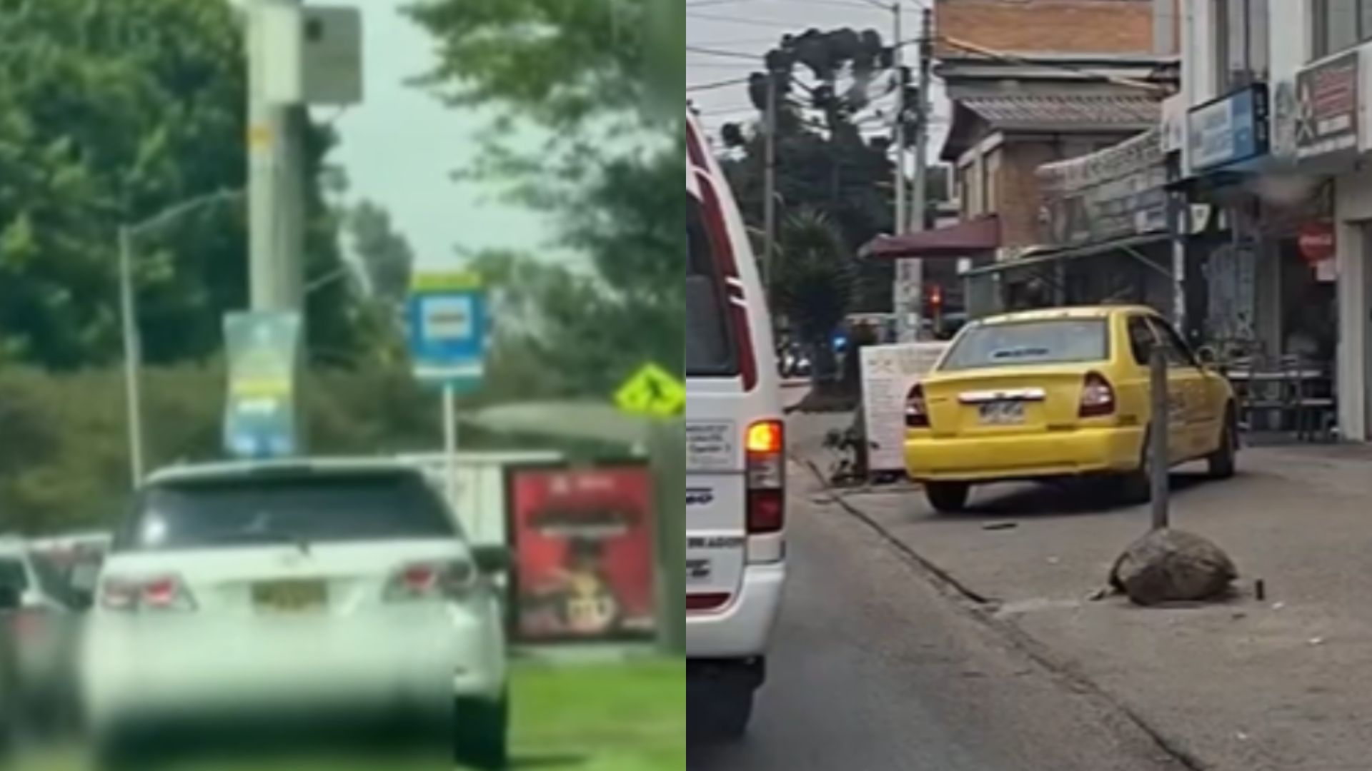 Conductores imprudentes suben sus vehículos a los andenes en Bogotá.