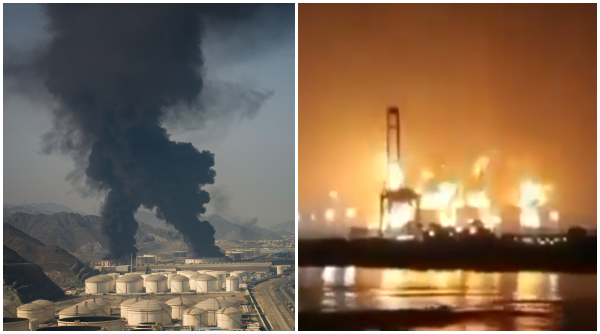 Refinería Mina Al-Ahmadi en uno de sus ataques.