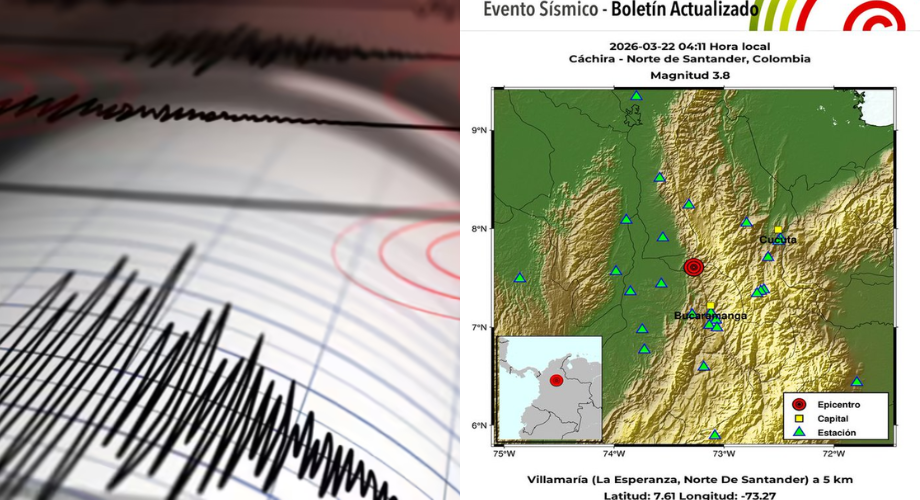 Temblor en Colombia en la madrugada de este domingo 22 de marzo: magnitud y epicentro
