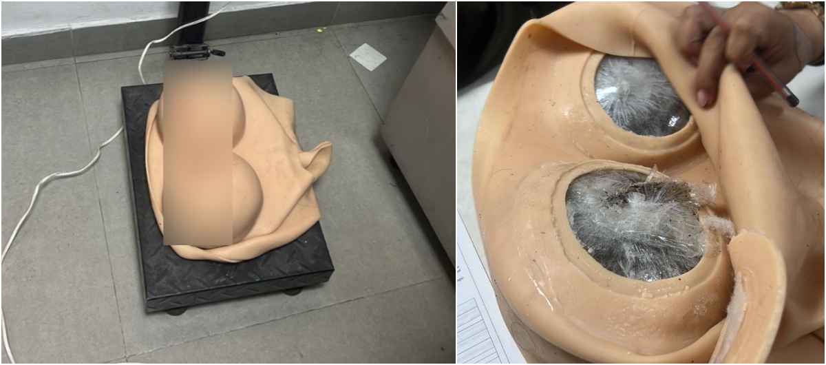 Pechos falsos llenos de coca en una viajera desde Cali hacia Bogotá.