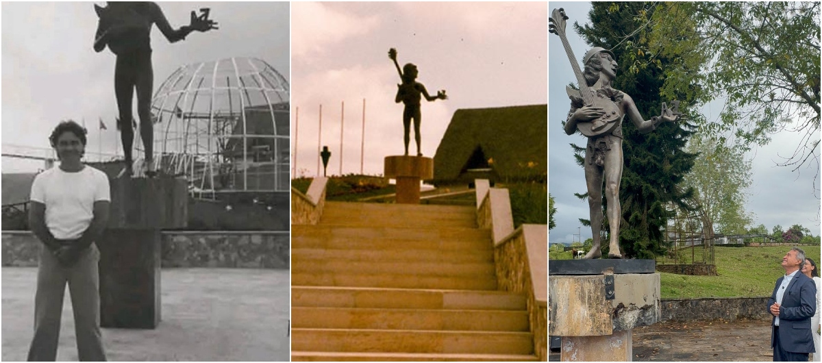 Volvió la estatua de John Lennon a la Posada Alemana en el Quindío.