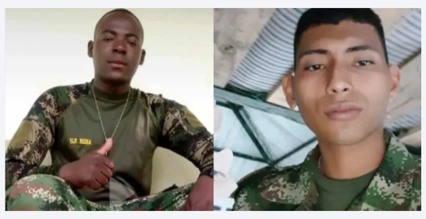 Los soldados Jeison Mena Hurtado y Luis Andrés Noreña Andica.