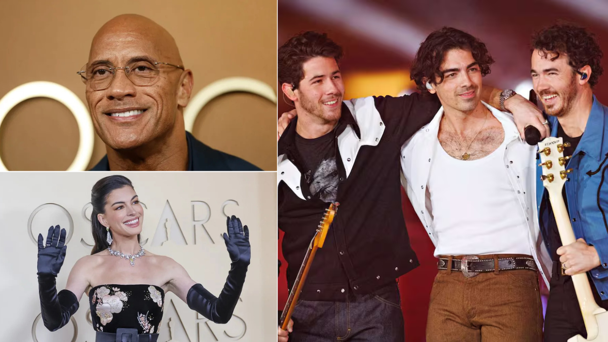 Dwayne Johnson, Anne Hathaway y los Jonas Brothers