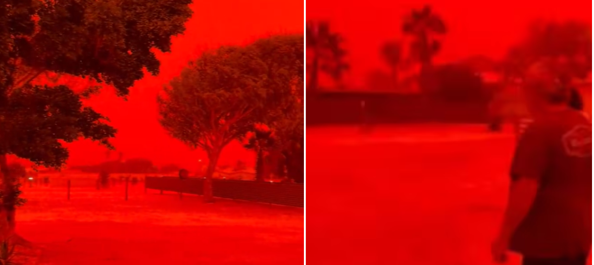 El cielo de Australia se tiñó de rojo por el ciclón Narelle
