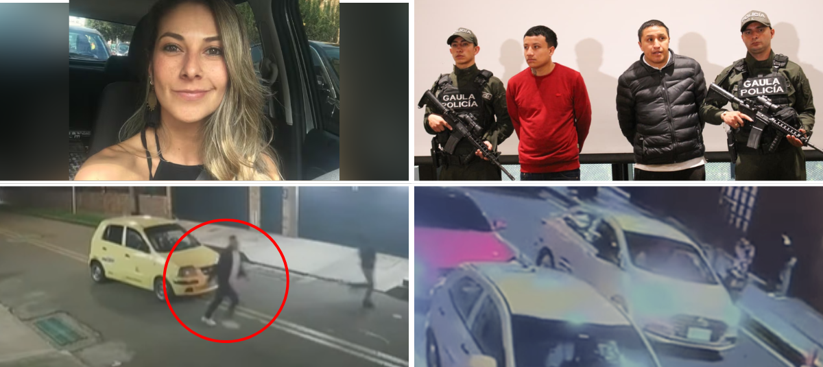 Diana Ospina, a su lado, los capturados por su secuestro.