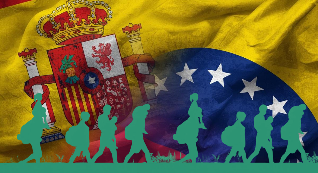 Collage España / Venezuela / migrantes / venezolanos