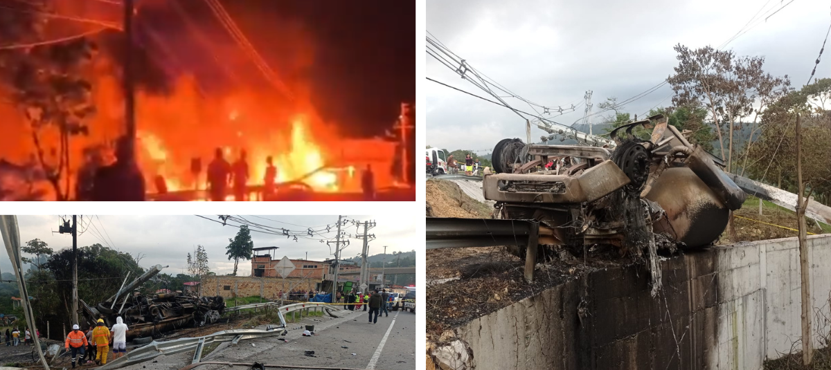 Videos e imágenes del grave incendio provocado por accidente de carro cisterna en vía Bogotá-Girardot
