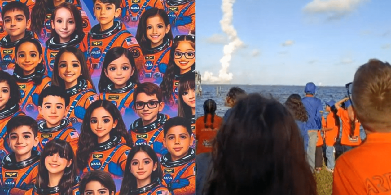 Fueron 26 niños a Cabo Cañaveral para ver el despegue de la misión de Artemis a la Luna.