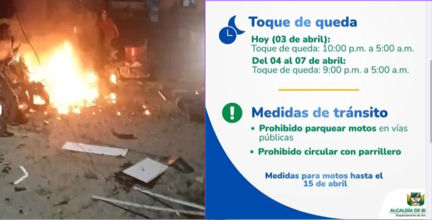 Medidas de seguridad, luego de la moto bomba en Briceño, Antioquia.