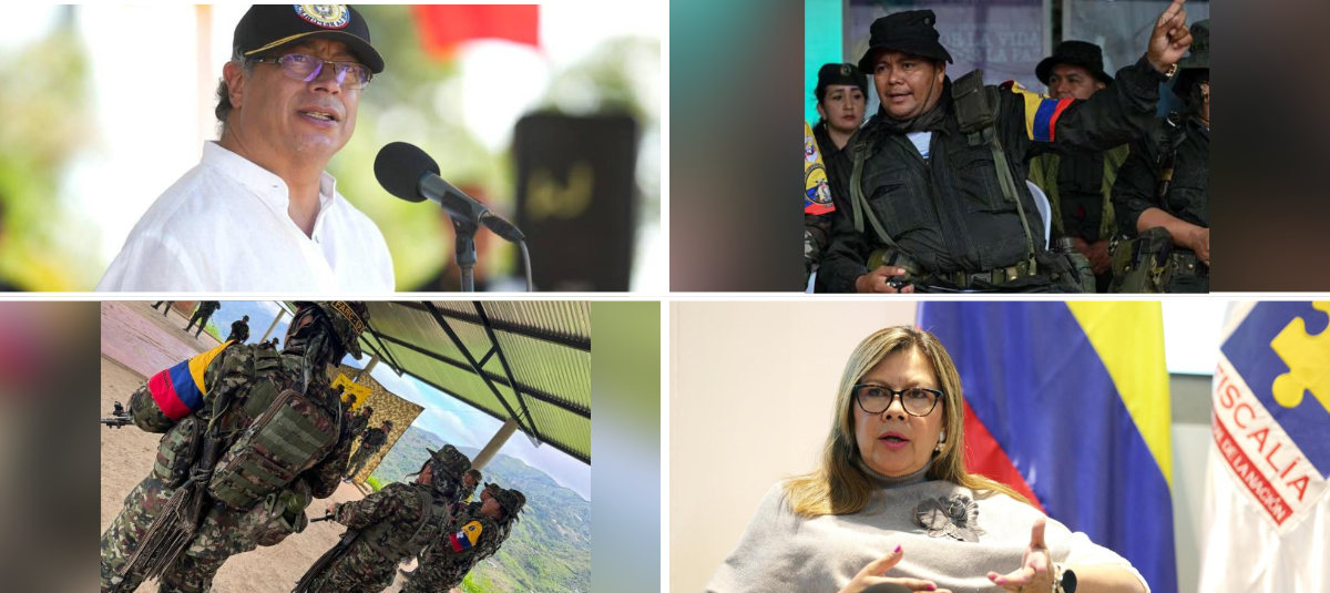 Başkan Gustavo Petro; takma adı Calarcá ve savcı Luz Adriana Camargo.