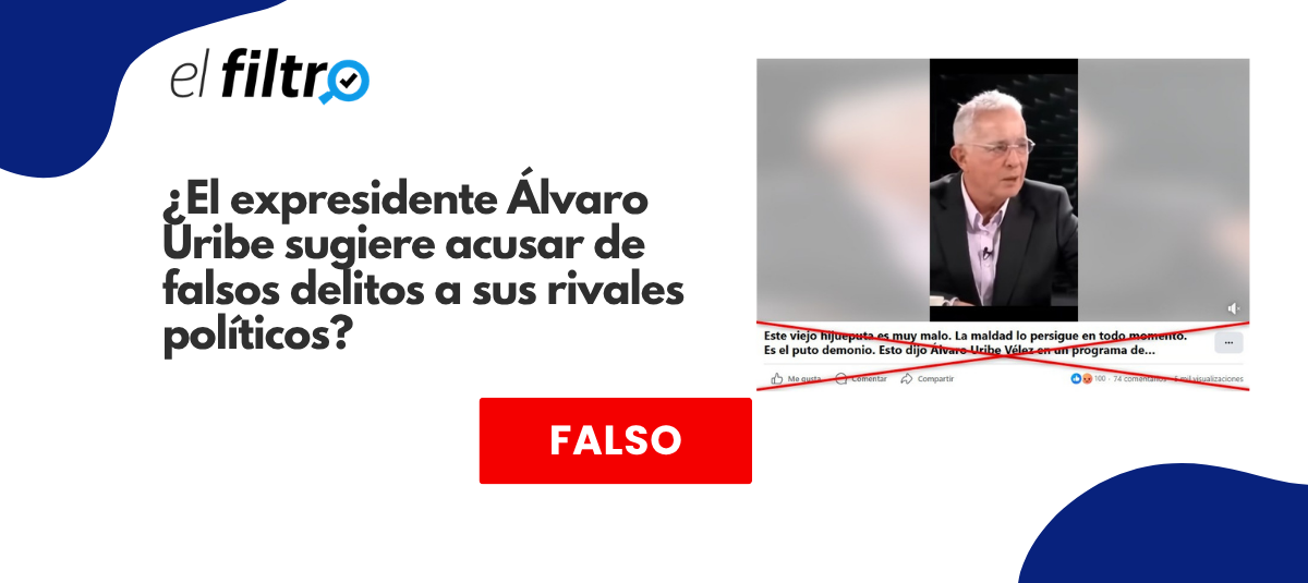 El expresidente Álvaro Uribe dijo que 'sembrar' delitos falsos es la estrategia de sus rivales, no la suya; cortaron su video