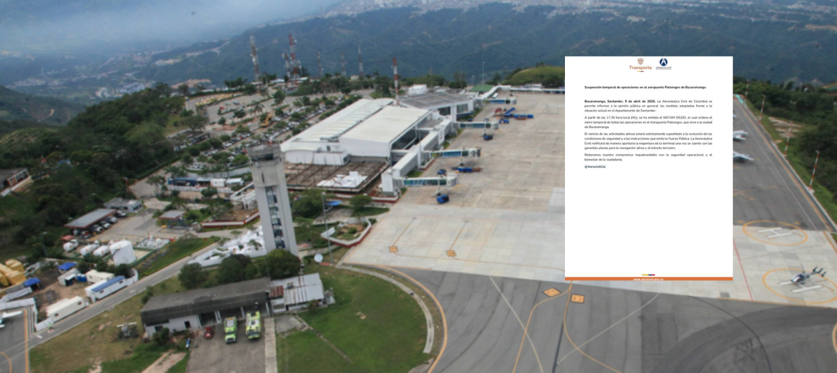 Suspenden operación y cancelan vuelos en Aeropuerto Internacional Palonegro en Bucaramanga
