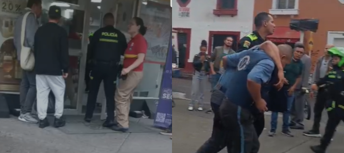 Video: violento robo en Oxxo de Bogotá; golpean a guarda y huyen
