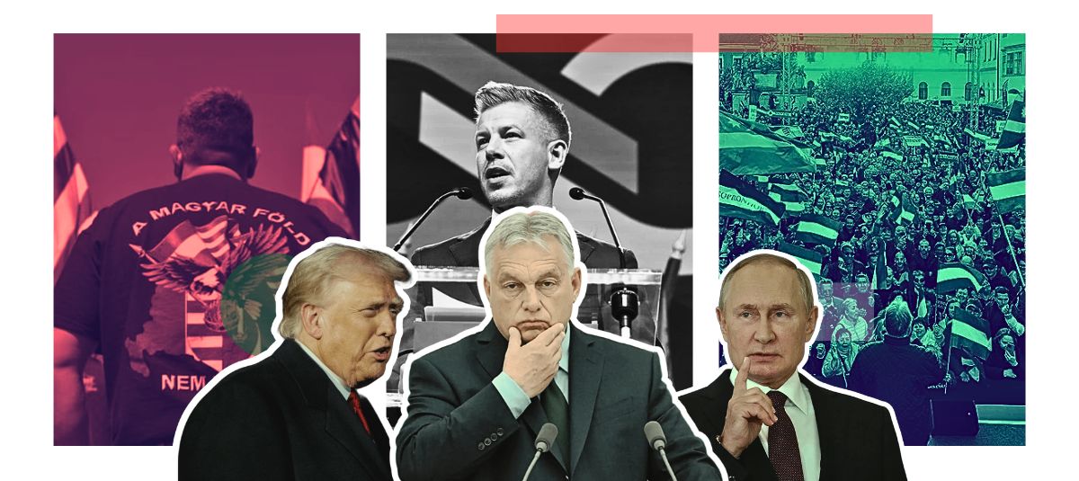 Donald Trump, presidente de Estados Unidos; Viktor Orbán, primer ministro de Hungría; y Vladimir Putin, presidente de Rusia.