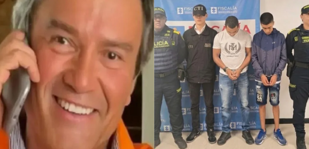El empresario Jorge Uribe Bejarano. A la derecha, los dos últimos capturados por el crimen.