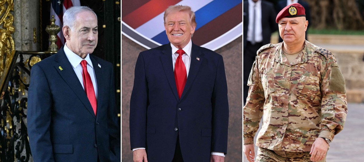 Benjamin Netanyahu, Donald Trump y Joseph Aoun.