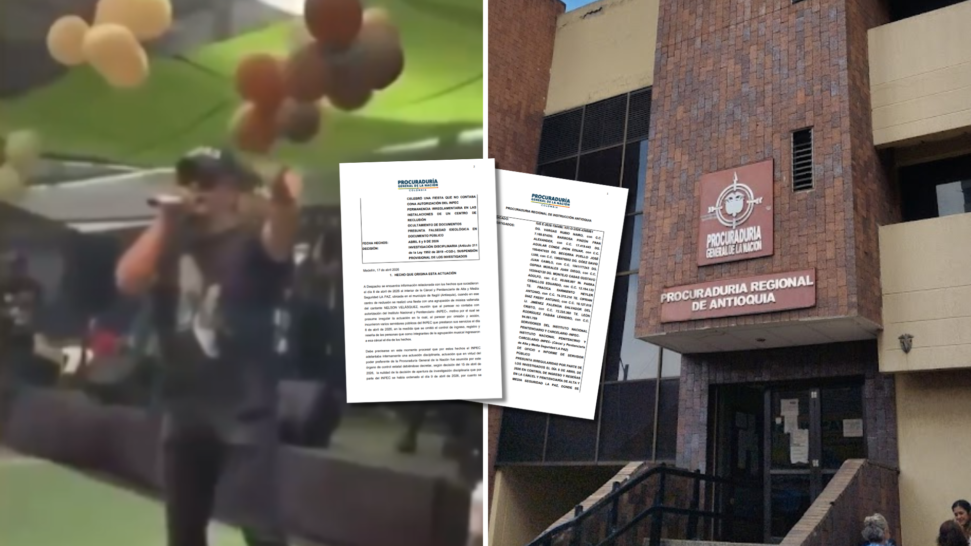 La Procuraduría Regional de Instrucción de Antioquia ordenó el inició de la investigación disciplinaria contra los funcionarios del Inpec salpicados por la parranda vallenata en 'La Paz'.