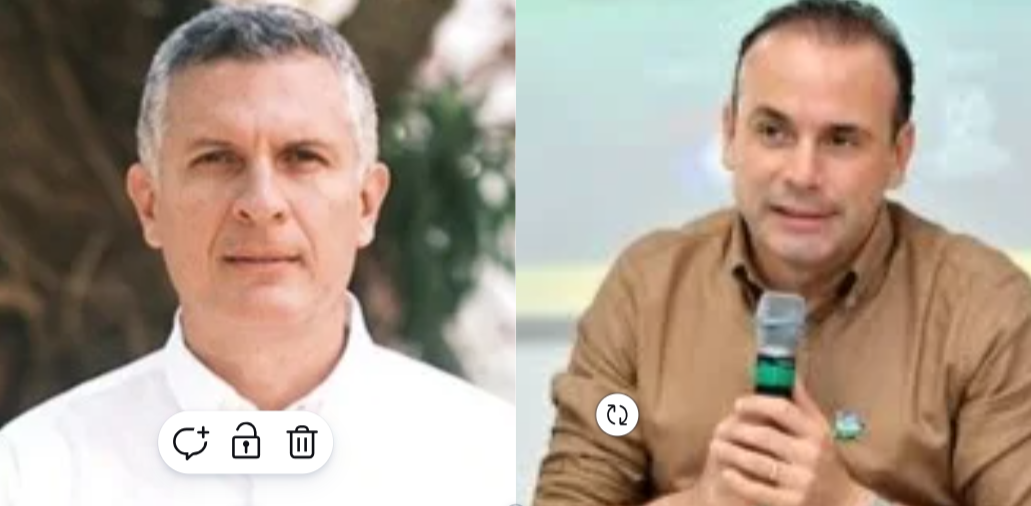 El secretario de Movilidad de Cali, Sergio Moncayo, y el alcalde Alejandro Eder.