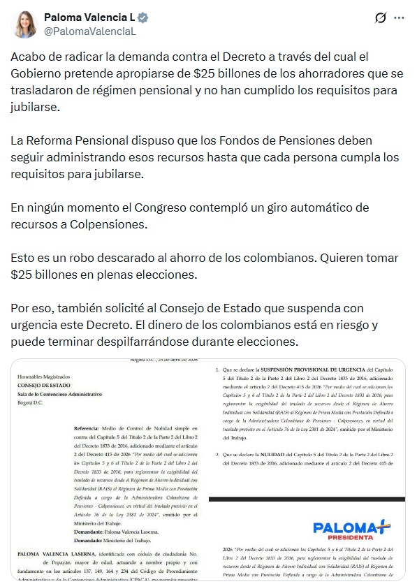 Paloma Valencia demanda el decreto del gobierno de Gustavo Petro que ...