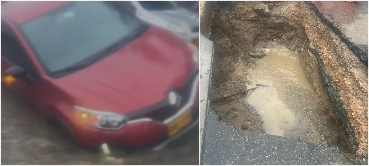 Hueco dejó atrapada camioneta en Ibagué y video se hizo viral.