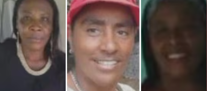 La lideresa Patricia Mosquera y sus dos primas, todas víctimas que murieron por el atentado en la vía Panamericana.