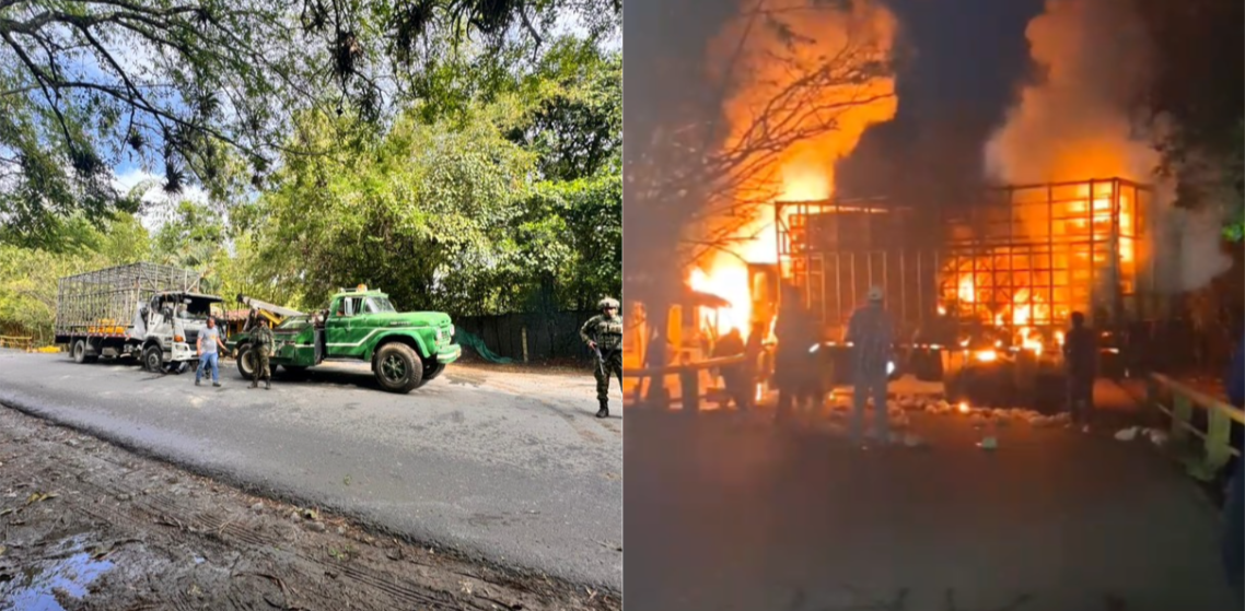 El Ejército despejó la vía en zona de Potrerito y Río Claro, en Jamundí.