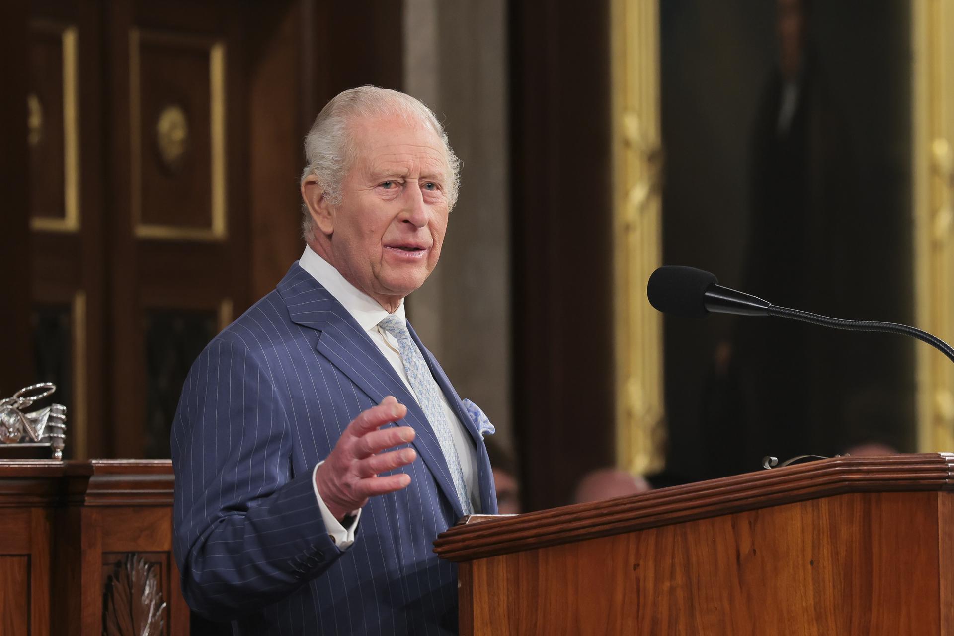 El rey Carlos III de Reino Unido durante su discurso en EE. UU.