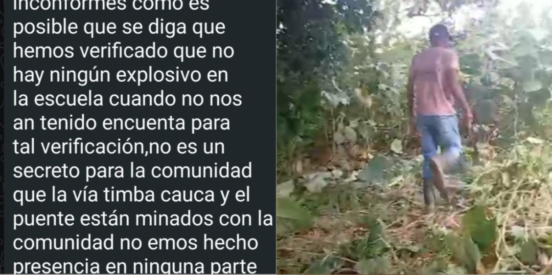 Mensaje de uno de los líderes en Jamundí, diferente de los que hicieron verificación en la escuela sobre el supuesto explosivo.