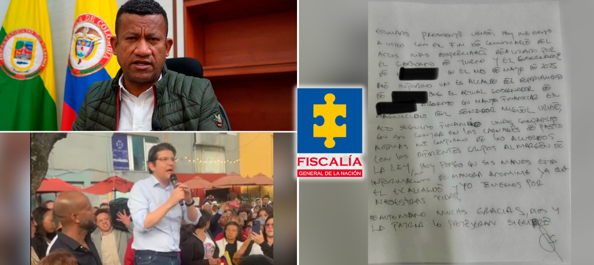 El gobernador de Nariño, Luis Alfonso Escobar, y el precandidato asesinado, Miguel Uribe.