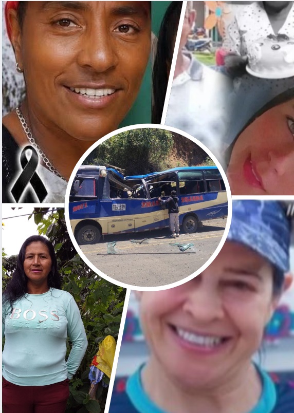 Las víctimas de la masacre en la vía Panamericana, en Cajibio, Cauca.