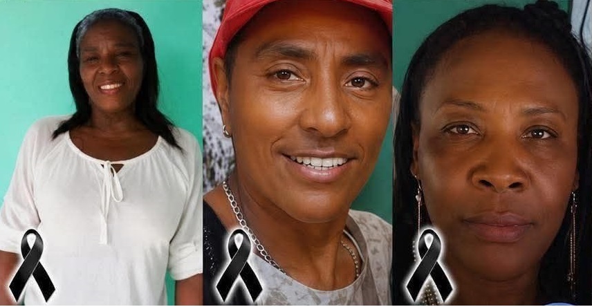 Las primas Nidia, Patricia y Nereida Mosquera. Patricia Mosquera era lideresa y trabajaba en la CRC.
