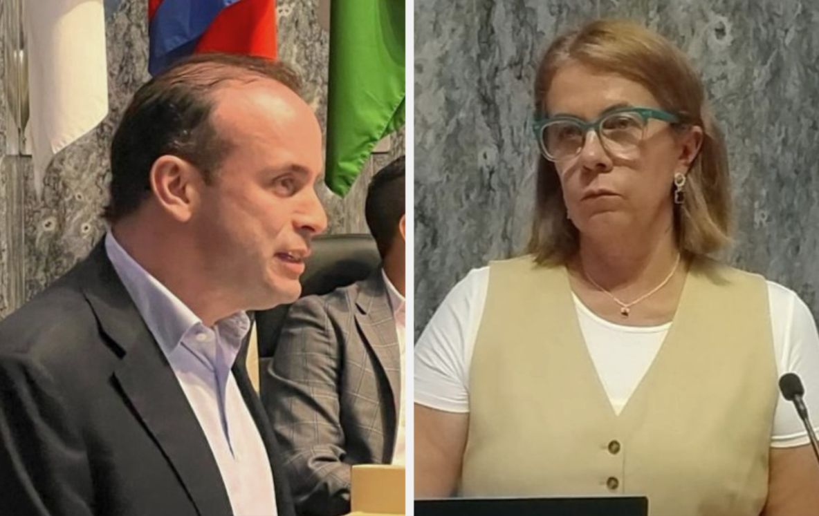 El alcalde de Cali, Alejandro Eder, y la gerente interventora de Emsirva ESP, Adriana Betancourt.