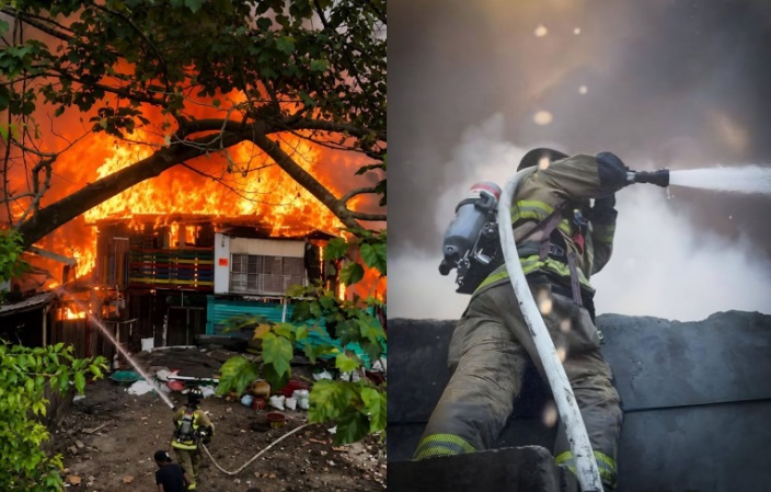 Caos por incendio en pleno centro de Medellín.