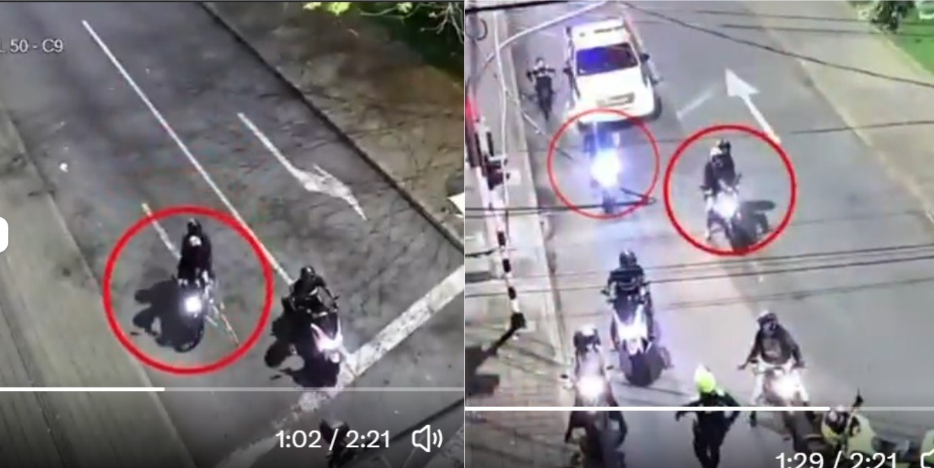 Así fue frustrado el intento de robo por motociclistas armados.