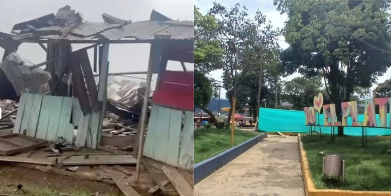 Explosión en una humilde vivienda. A la derecha, el parque de El Plateado.