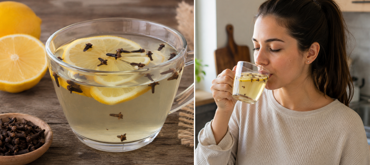 Agua con clavos y limón.