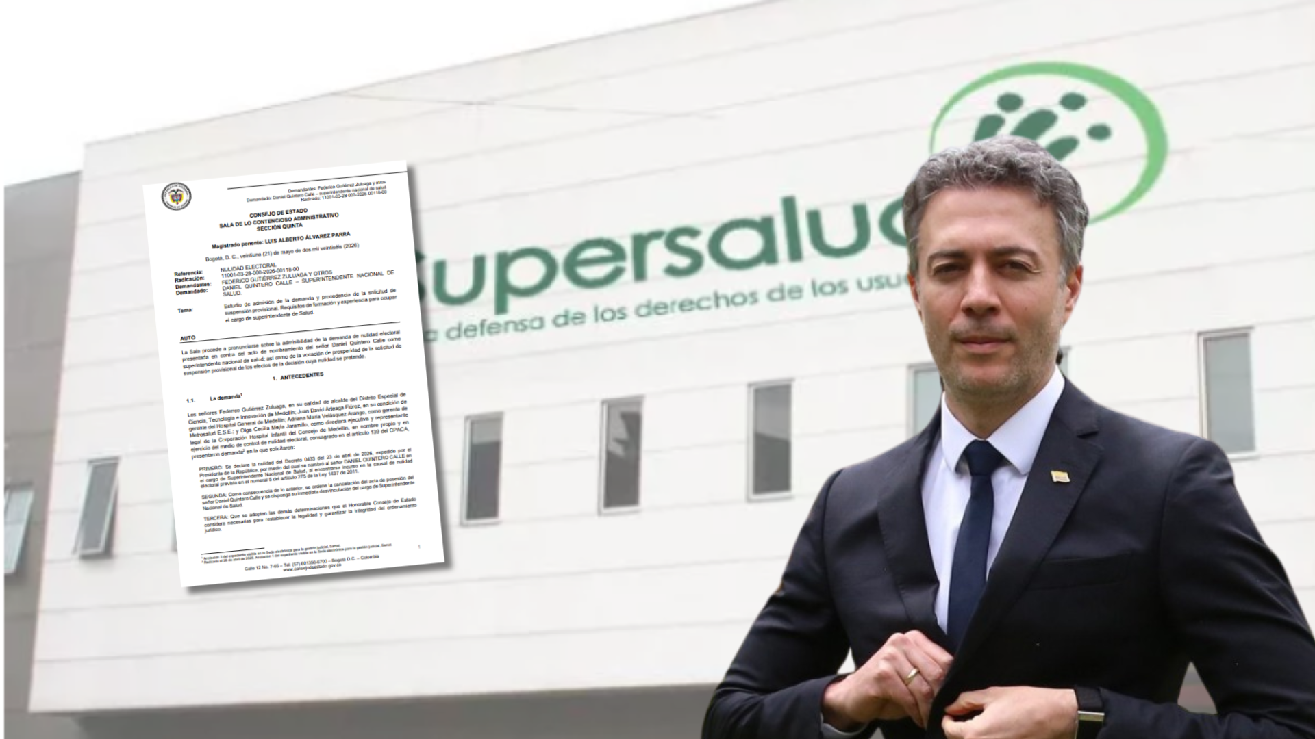 El Consejo de Estado admitió una demanda de nulidad por el nombramiento de Daniel Quintero como superintendente de Salud.