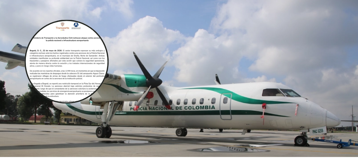 Comunicado de la Aeronáutica Civil sobre ataque a avión de la Policía.