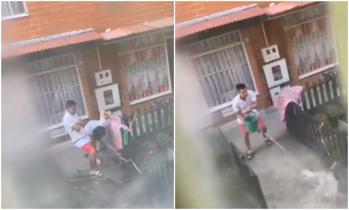 En video quedó captado el momento cuando un hombre golpea a una perrita en Bosa
