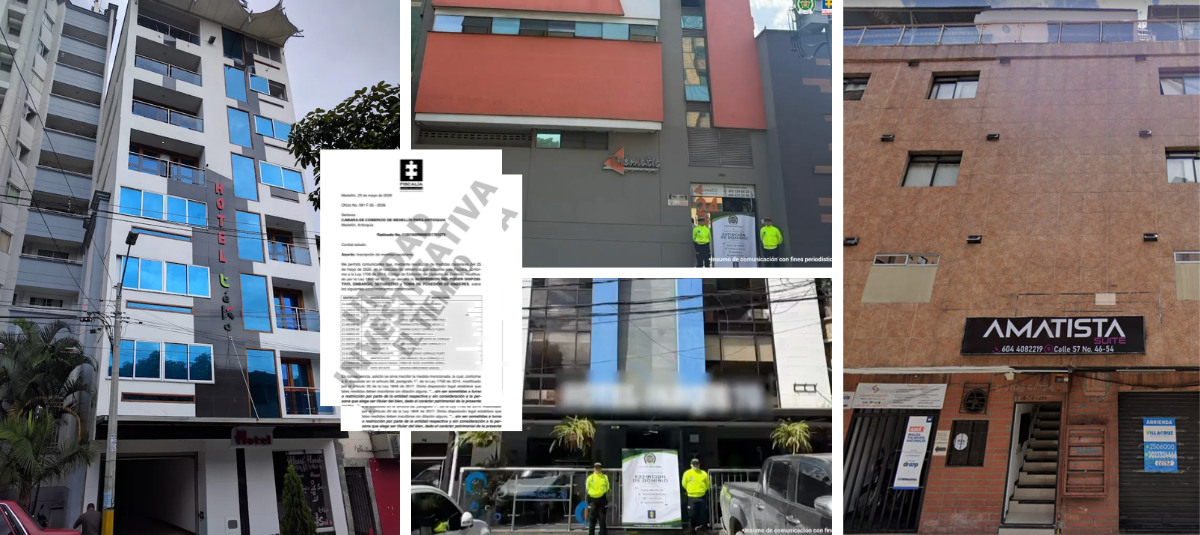 Several of the hotels valued at 77 billion seized in Medellín.