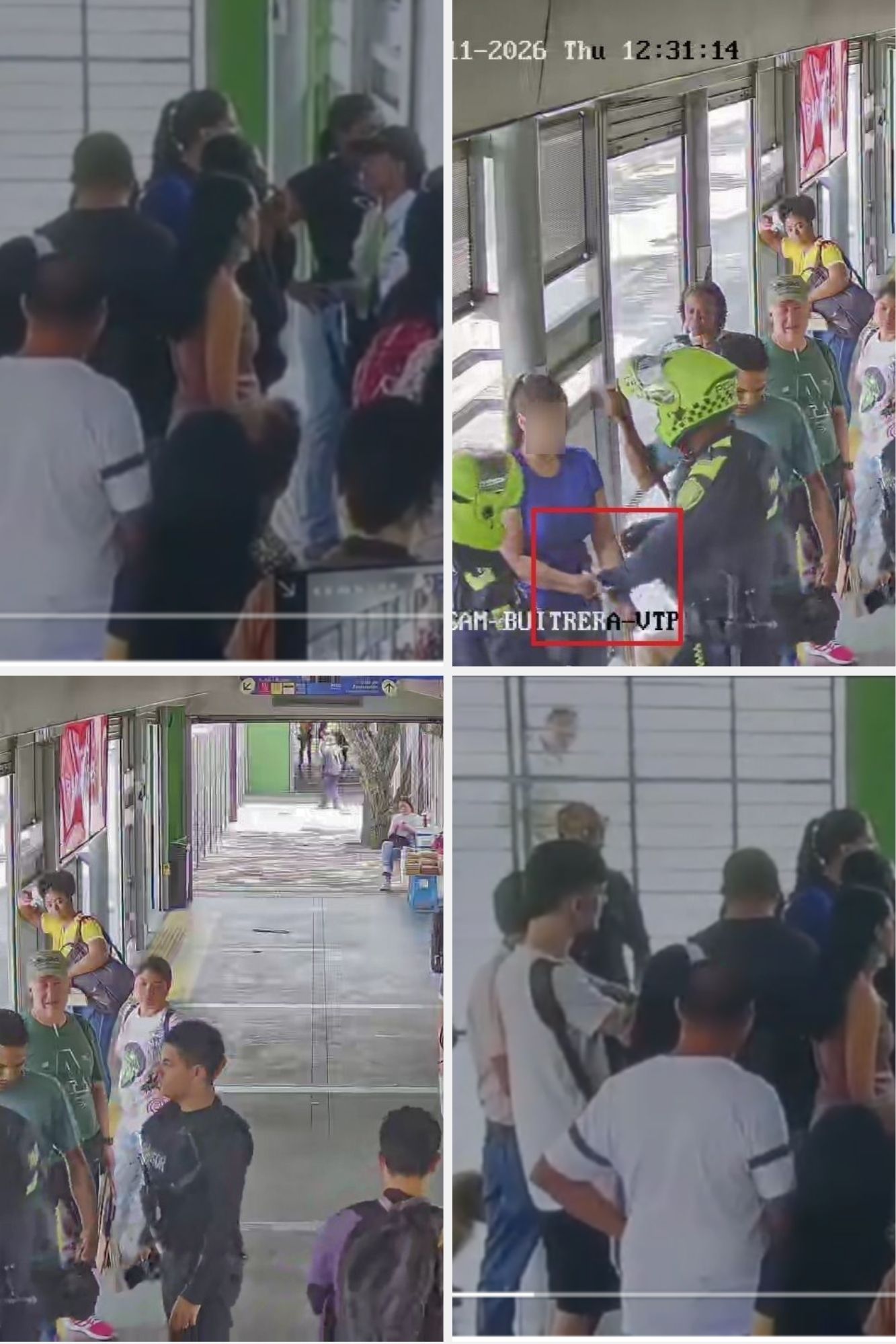 En video quedó la presunta agresión de la joven capturada contra la guarda de seguridad Angie Piamba Cruz.