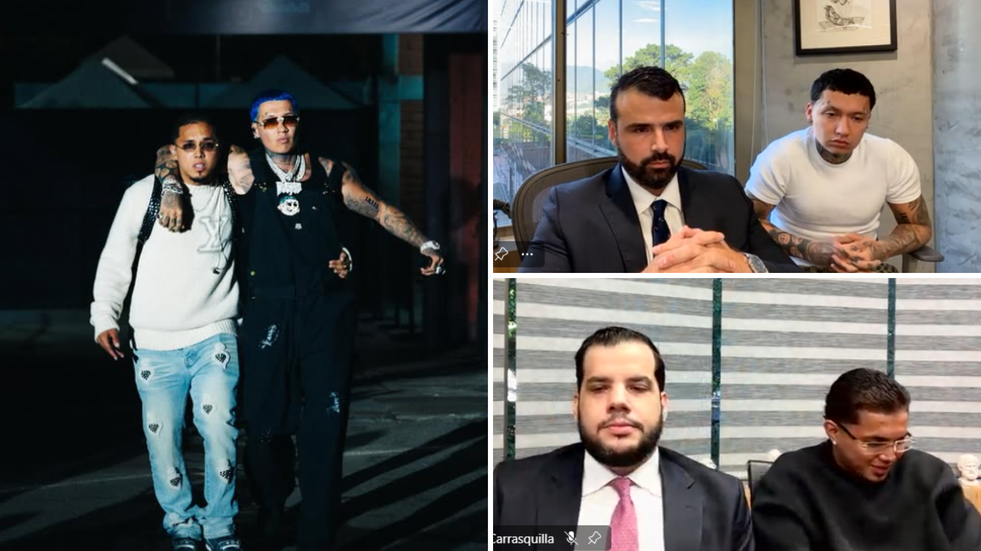 Blessd y Dímelo Jara durante la audiencia de imposición de medida de aseguramiento por el presunto delito de secuestro extorsivo.