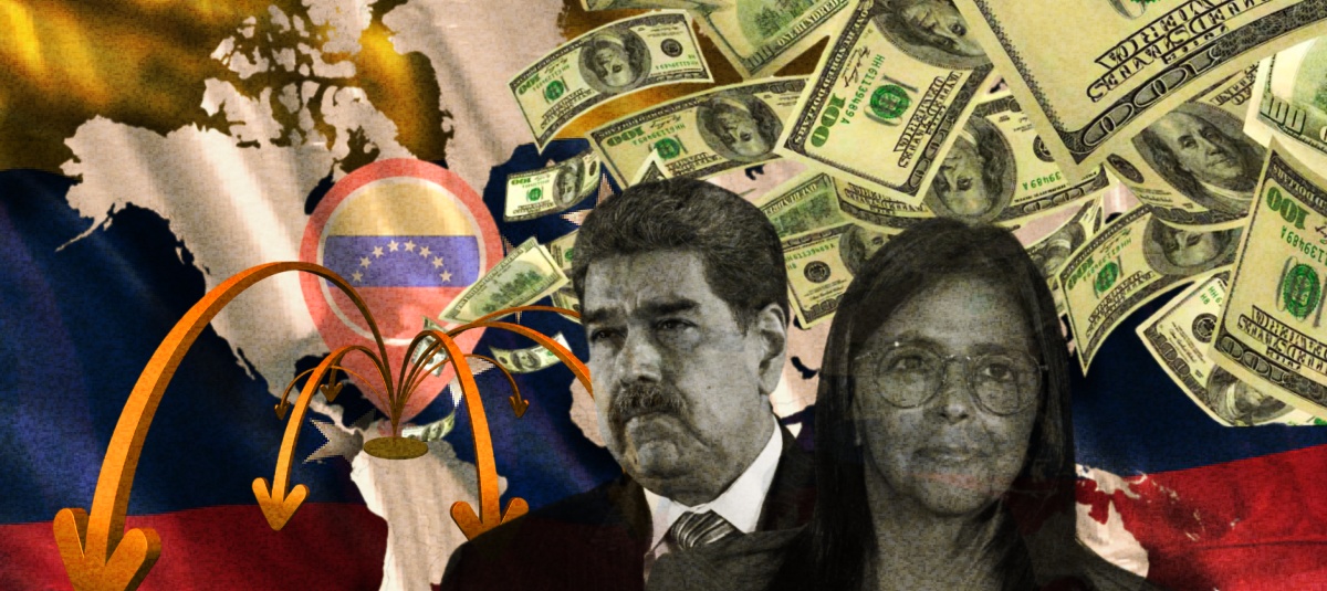 Collage dineros chavismo / Venezuela / Delcy Rodríguez / Nicolás Maduro / corrupción / dinero