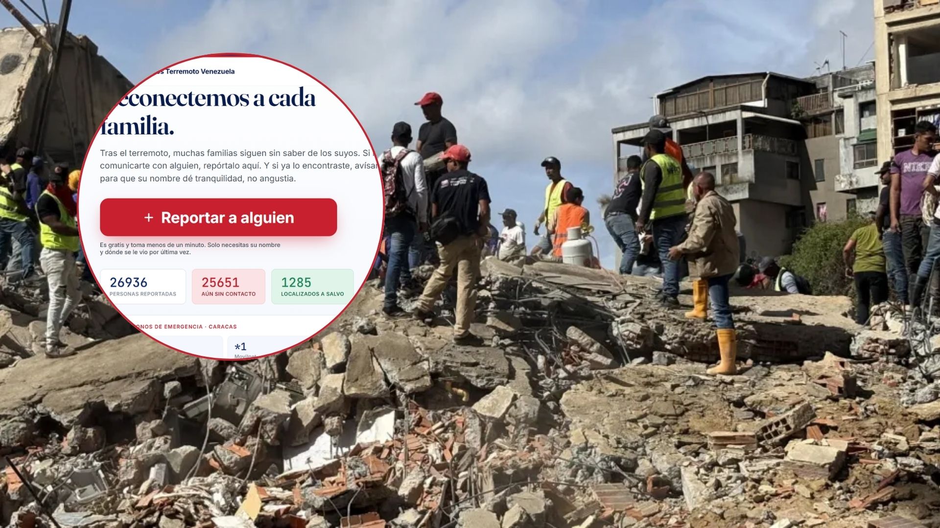 Plataforma desaparecidos Venezuela tras terremotos.
