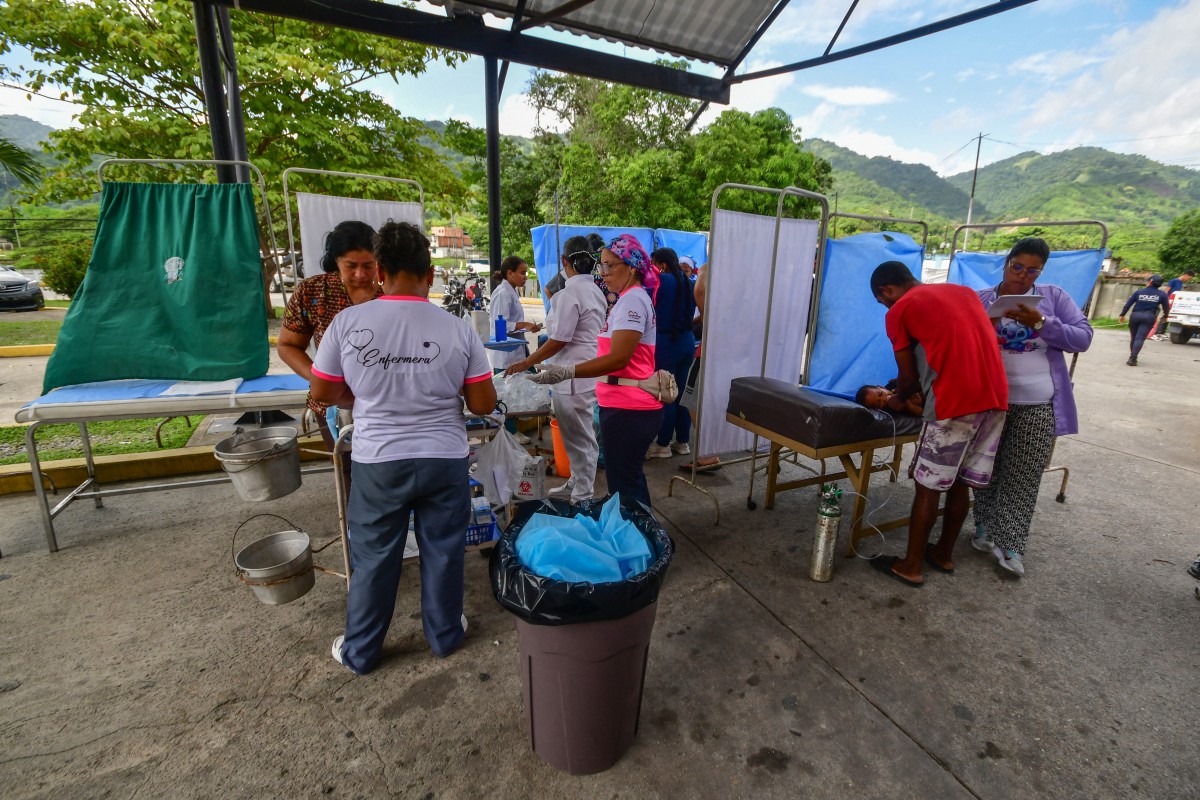 Centro de atención médico improvisado en Morón, estado de Carabobo (Venezuela)