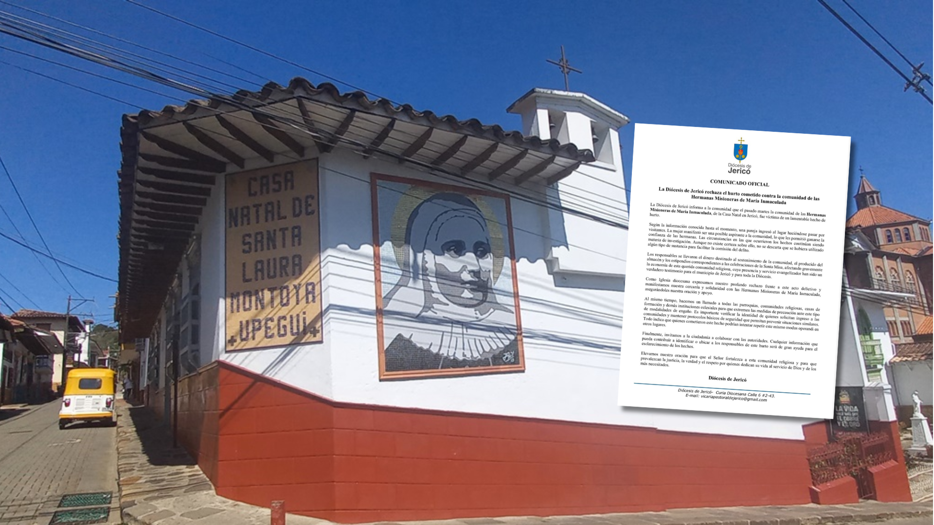 Las monjas que resguardan la casa natal de Santa Laura Montoya fueron víctimas de un millonario robo.