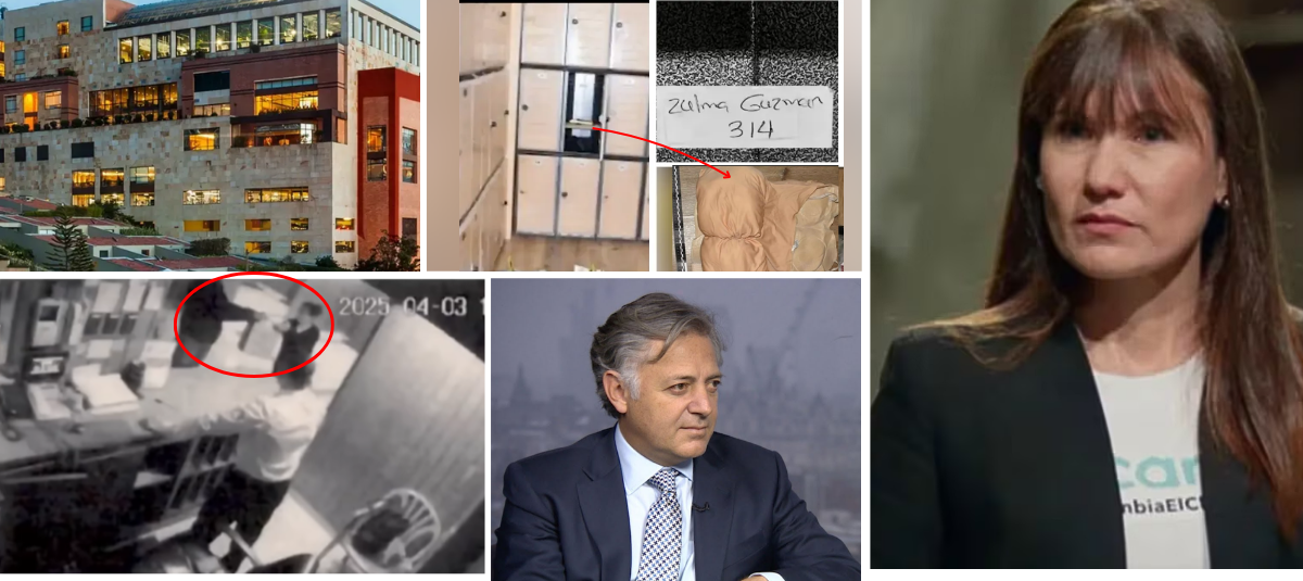 Above: Zulma Guzmán's locker and the sash. Below is the moment of delivery of the raspberries with thallium.